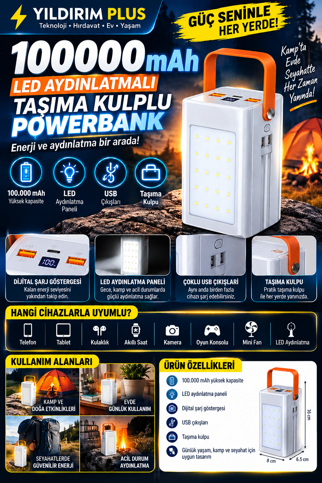 yıldırım plus 100000 mah led powerbank yıldırım plus 100000 mah led powerbank
