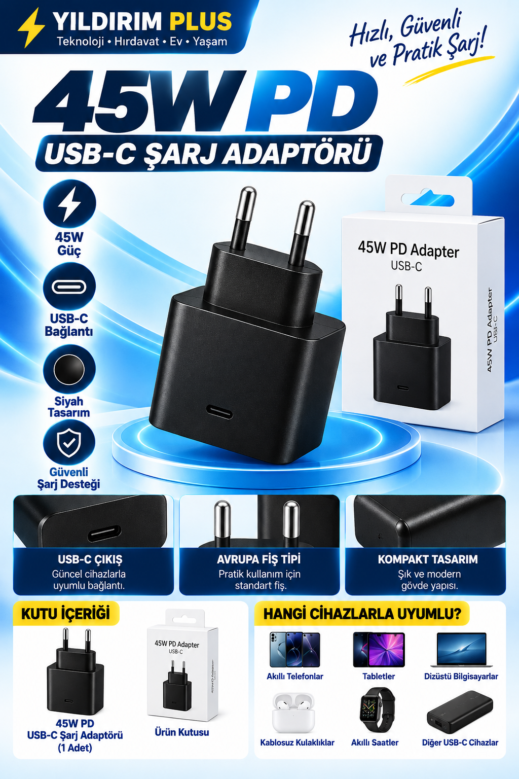 yıldırım plus 45w usb c Şarj adaptörü yıldırım plus 45w usb c Şarj adaptörü