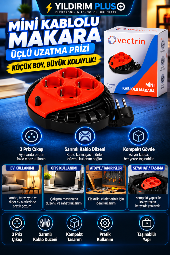 yıldırım plus mini kablolu makara