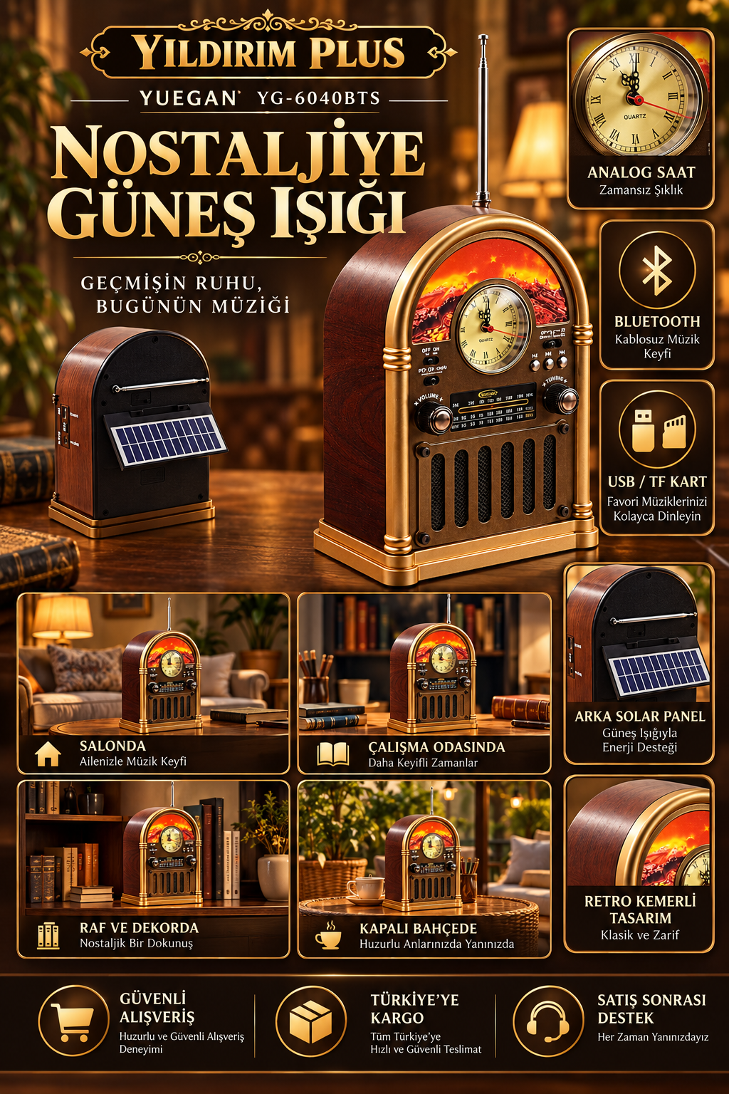 exec 08cc6002 bef1 4bcc ab4d 0ef91095d3cd YUEGAN YG-6040BTS Saatli Solar Bluetooth Radyo – USB/TF detaylı ürün afişi