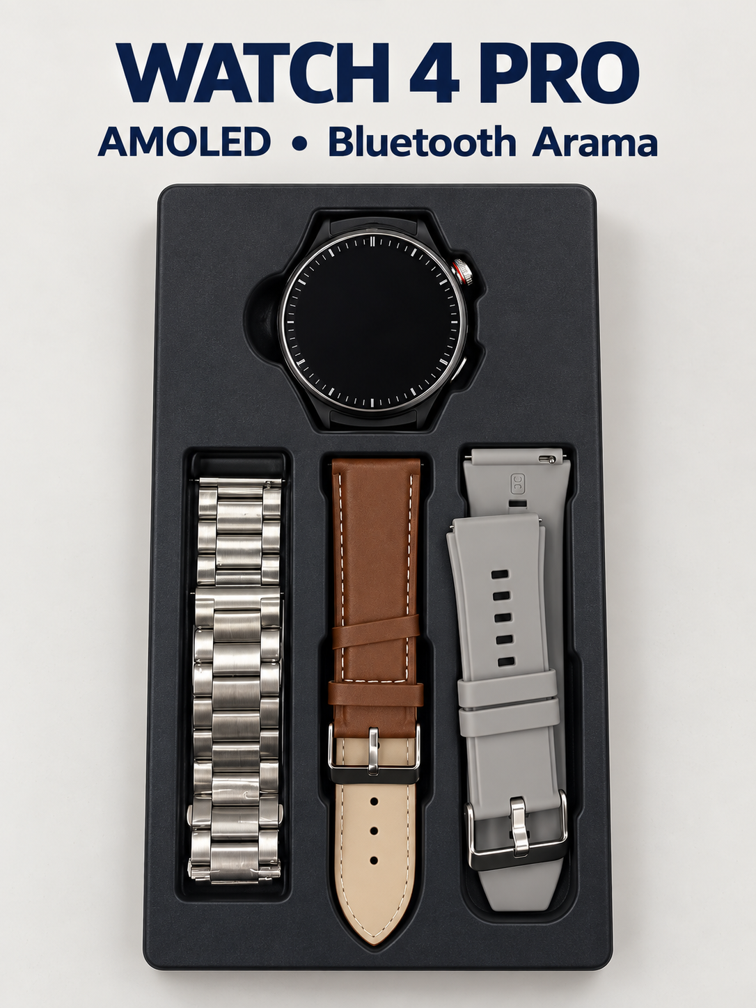 Watch 4 Pro AMOLED ekranlı Bluetooth aramalı üç kordonlu akıllı saat Watch 4 Pro AMOLED ekranlı Bluetooth aramalı üç kordonlu akıllı saat