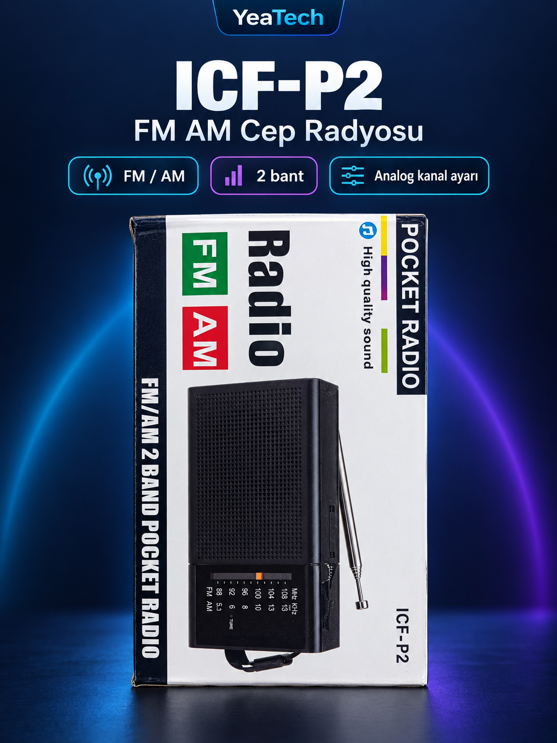 ICF-P2 FM/AM 2 Bant Analog Taşınabilir Cep Radyosu ICF-P2 FM/AM 2 Bant Analog Taşınabilir Cep Radyosu