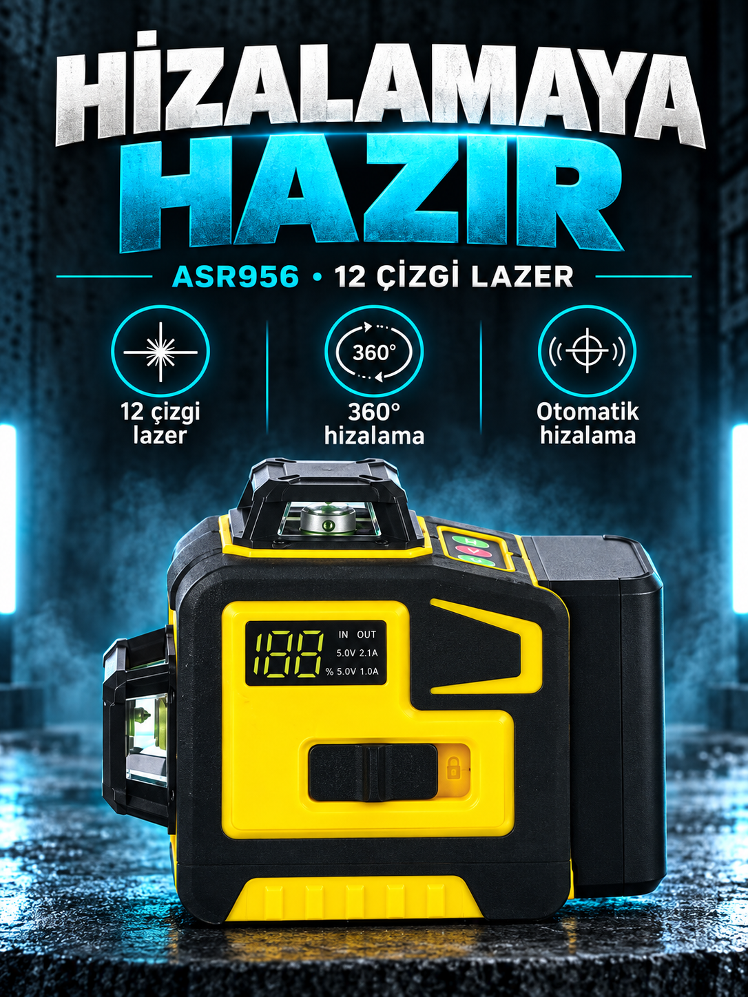 ASSUR ASR956 12 Çizgi 360° Lazer Hizalama Cihazı ASSUR ASR956 12 Çizgi 360° Lazer Hizalama Cihazı kutusuz ürün görünümü
