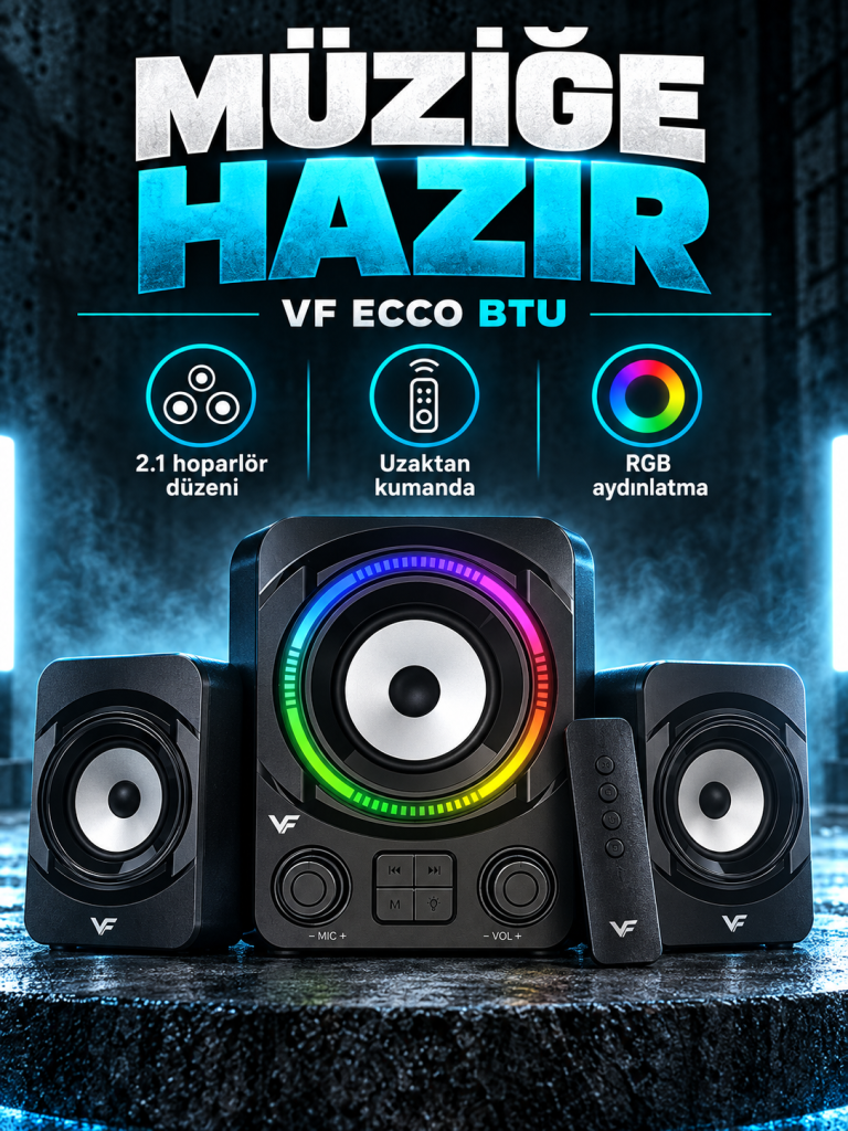 VF ECCO BTU Kumandalı RGB 2.1 Hoparlör Seti kutusuz ürün görünümü