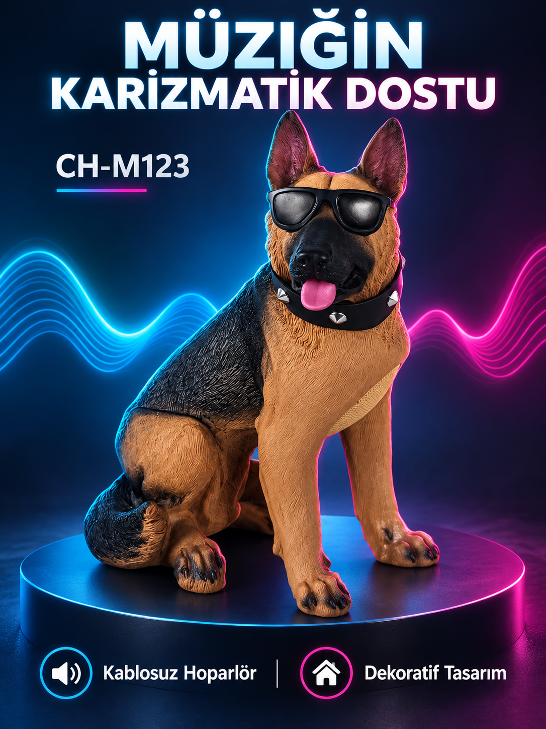 CH-M123 Köpek Figürlü Kablosuz Hoparlör CH-M123 Köpek Figürlü Kablosuz Hoparlör ürün görünümü