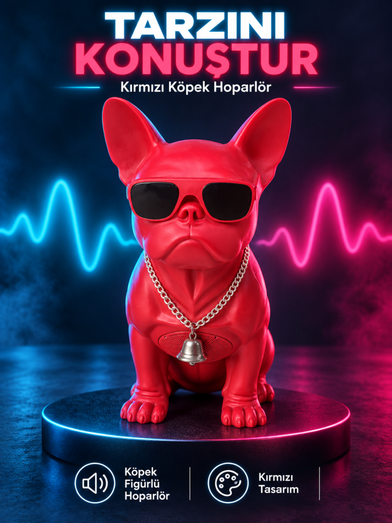 Kırmızı Gözlüklü Köpek Figürlü Hoparlör ürün görünümü