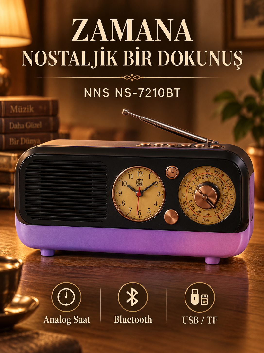 NNS NS-7210BT Saatli Retro Radyo NNS NS-7210BT Saatli Retro Radyo ürün görünümü