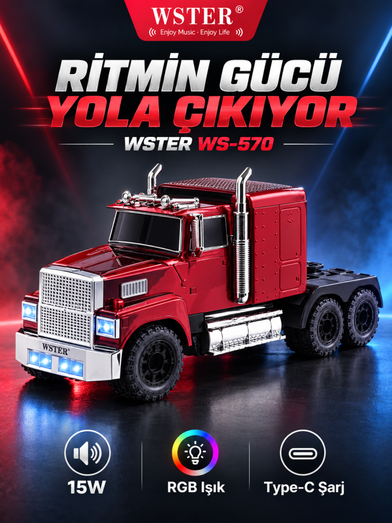 WSTER WS-570 Kırmızı Tır Tasarımlı Hoparlör ürün görünümü
