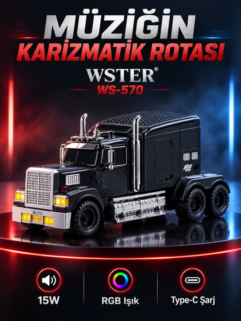 WSTER WS-570 Siyah Tır Tasarımlı Hoparlör ürün görünümü