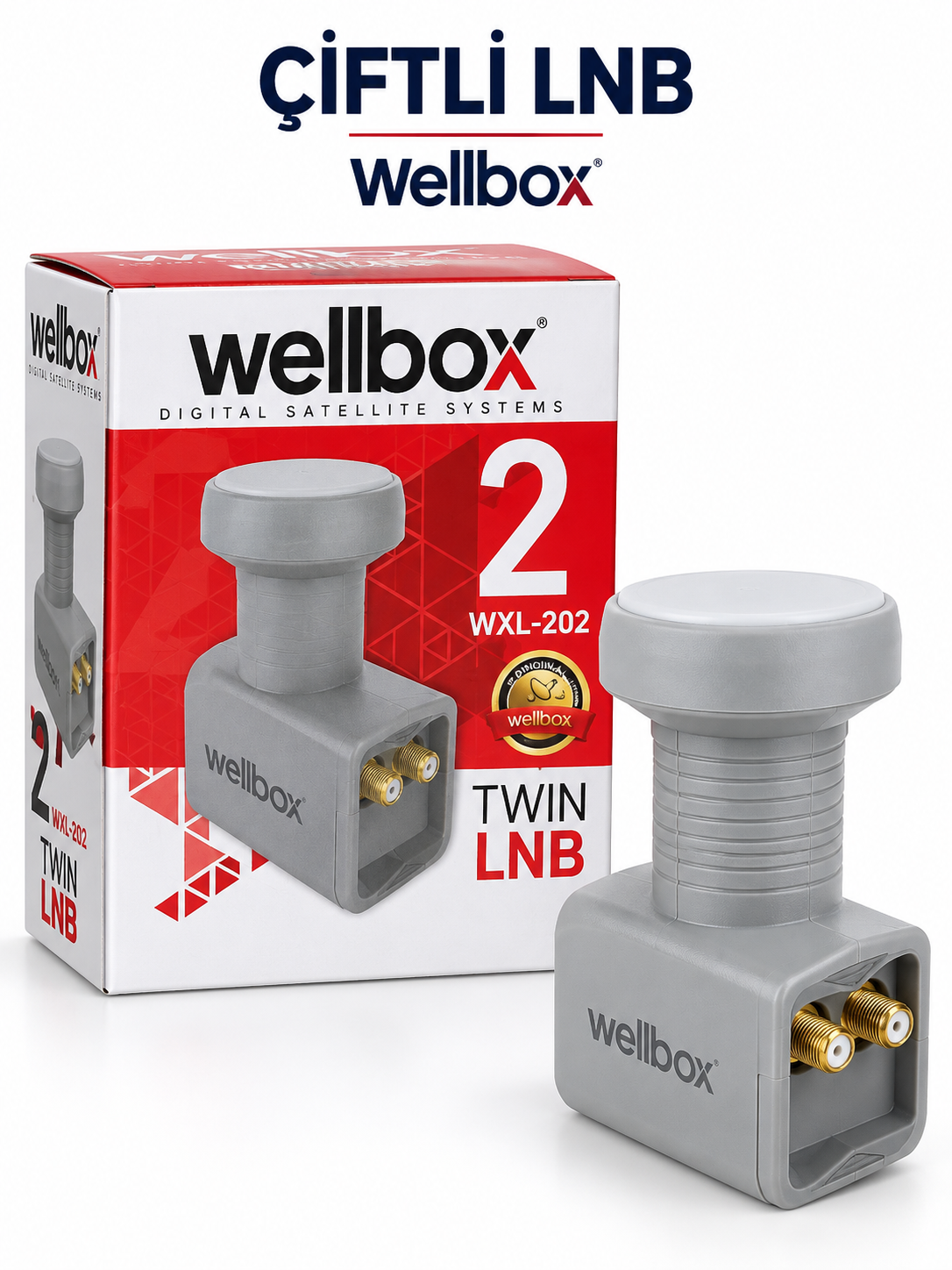 Wellbox WL-202 Çiftli LNB – 2 Çıkışlı Twin Çanak Anten LNB Wellbox Çiftli 2 Çıkışlı LNB ürün görseli