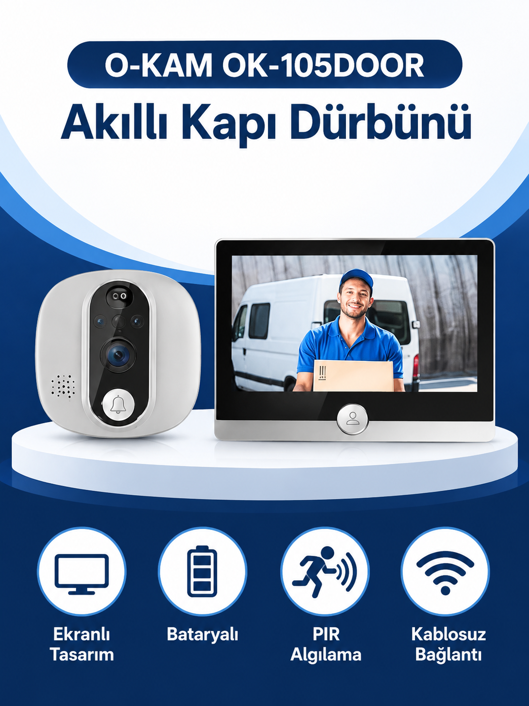 O-KAM OK-105DOOR Akıllı Kapı Dürbünü | Ekranlı & PIR Sensörlü O-KAM OK-105DOOR Akıllı Kapı Dürbünü | Ekranlı & PIR Sensörlü