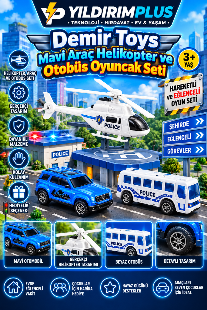 demir toys mavi araç oyun seti