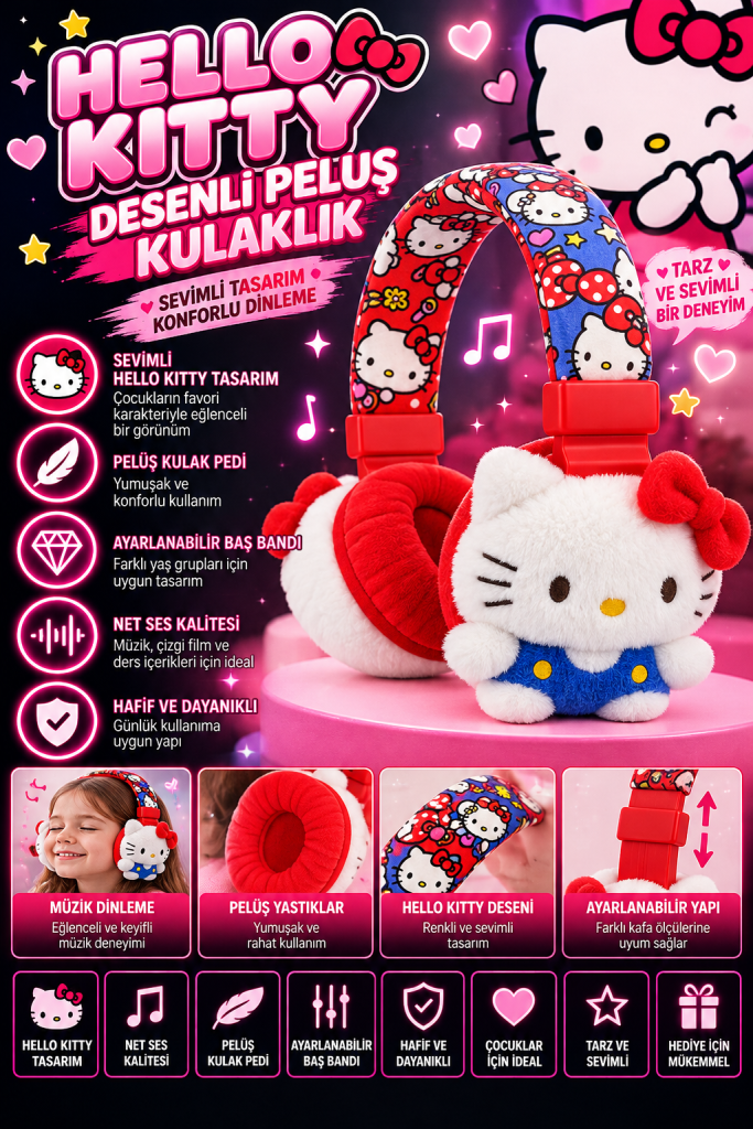 hello kitty pelüş kulaklık tanıtımı