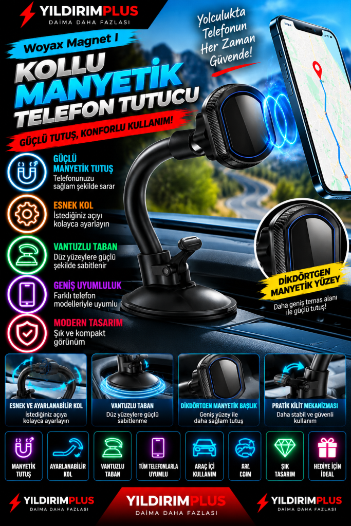 manyetik telefon tutucu güçlü ve konforlu kullanım