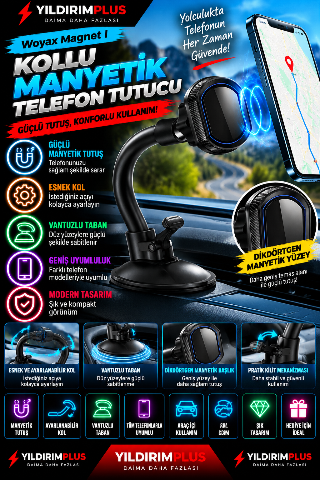 manyetik telefon tutucu güçlü ve konforlu kullanım manyetik telefon tutucu güçlü ve konforlu kullanım