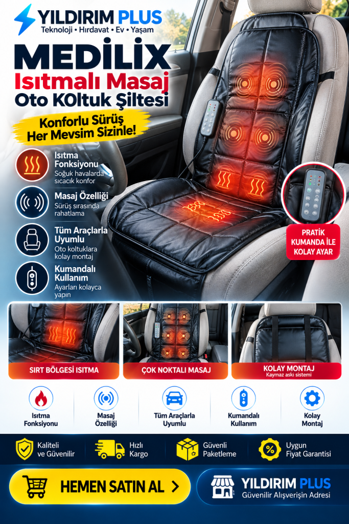 medilix isıtmalı masaj oto koltuk Şiltesi
