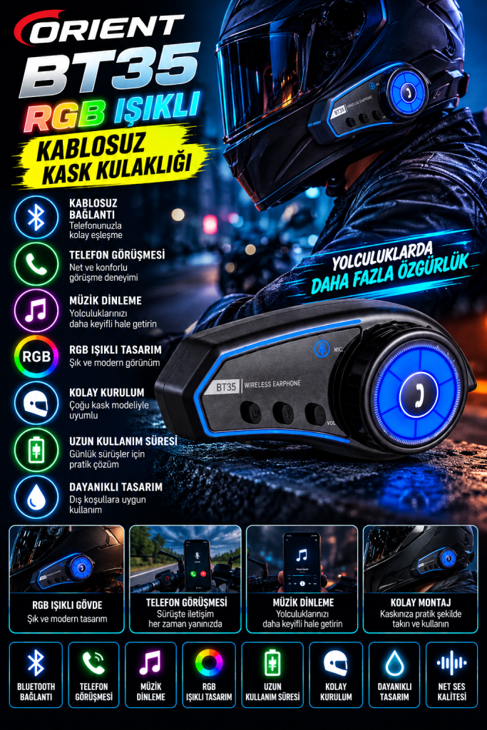 neon bt35 bluetooth kask kulaklığı posterleri