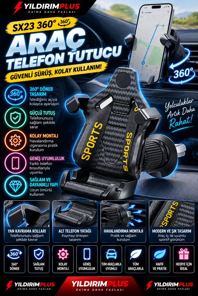 neon detaylı 360° araç telefon tutucu adı