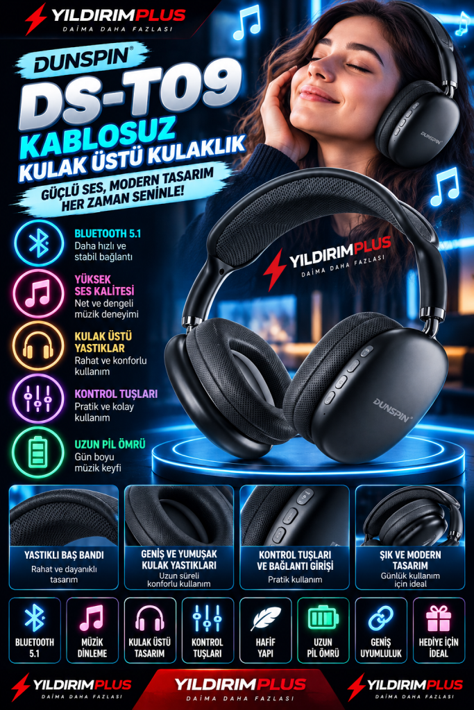 neon işıklı kablosuz kulaklık reklamı