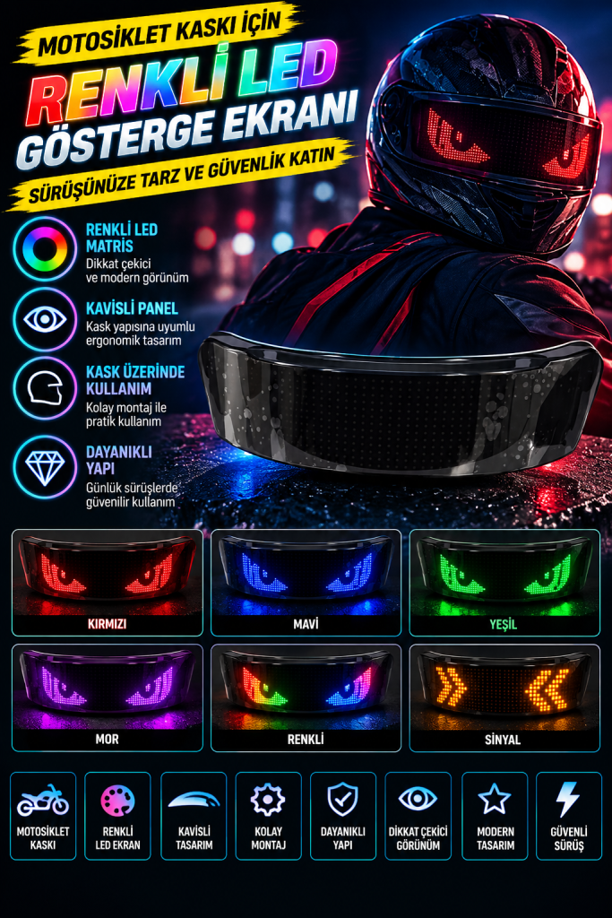 neon led kask ekranı reklamı