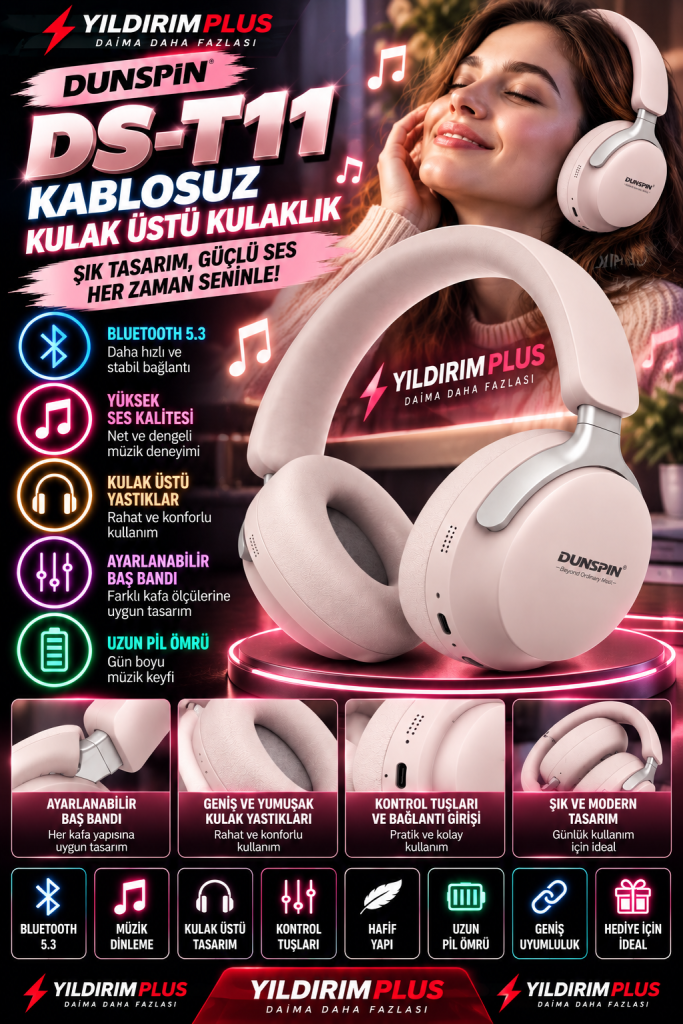 neon pembe kablosuz kulaklık reklamı