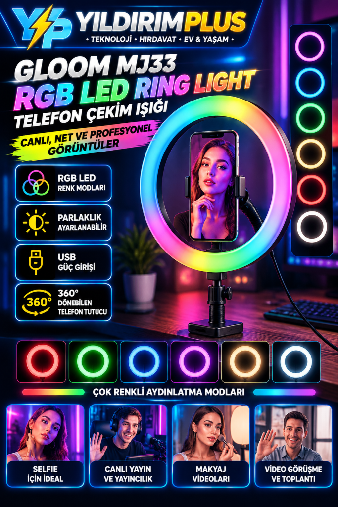 neon rgb ring light Ürün afişi