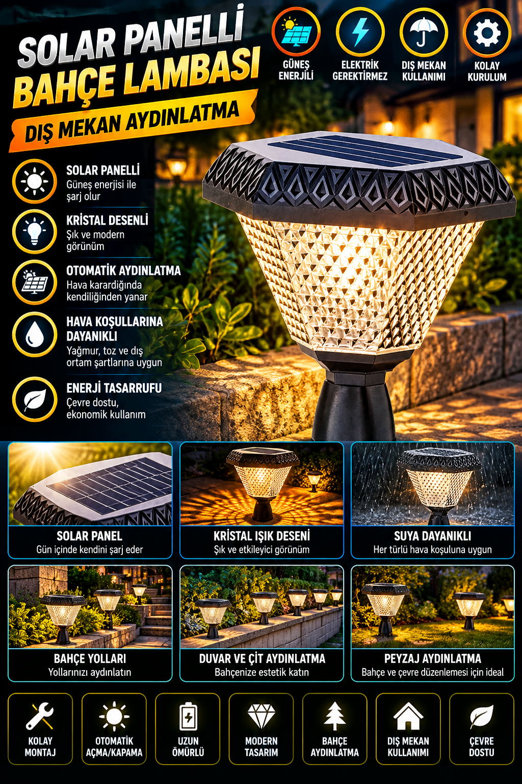 solar panelli bahçe lambası reklamı solar panelli bahçe lambası reklamı