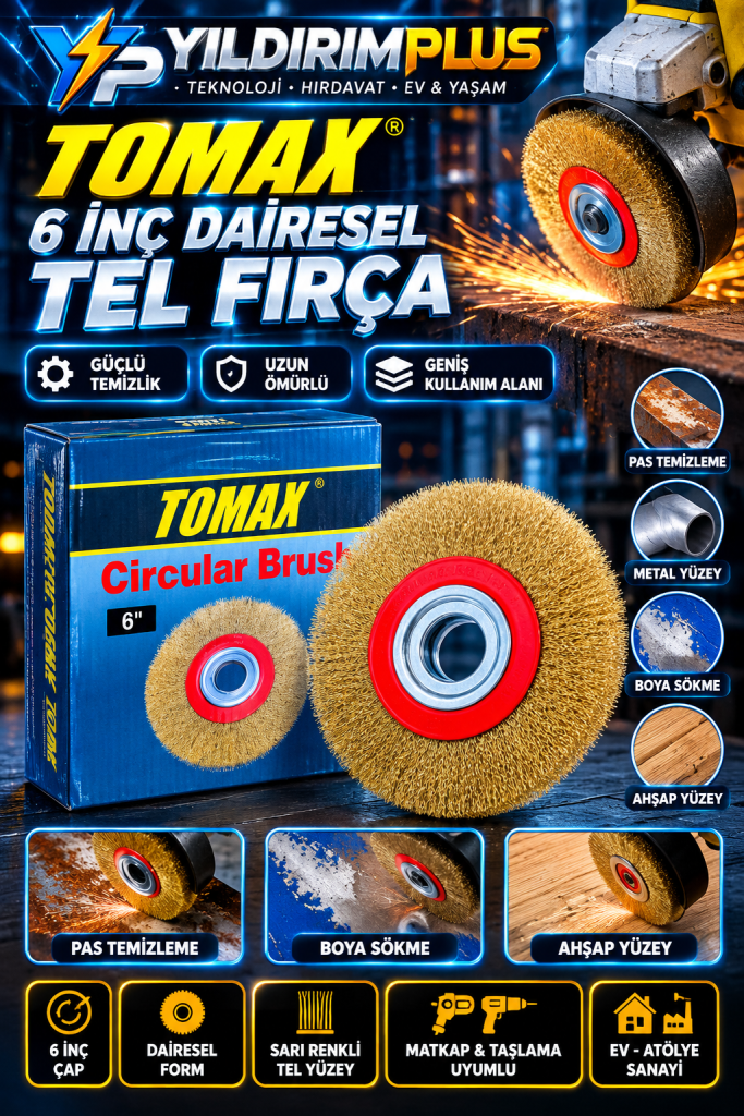 tomax 6 İnç dairesel tel fırça