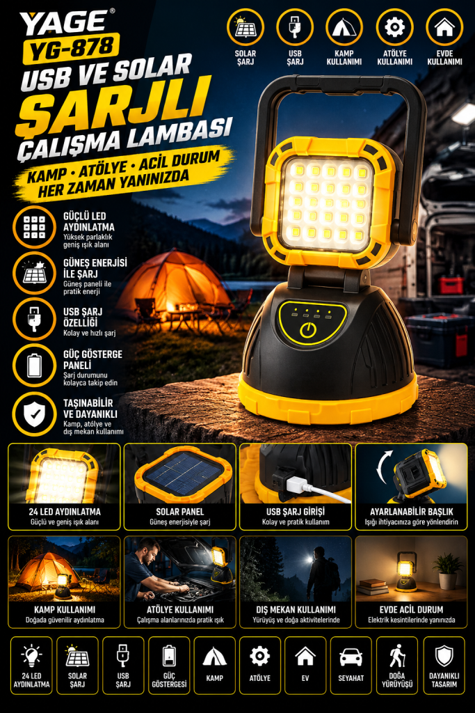 yage yg 878 Şarjlı Çalışma lambası