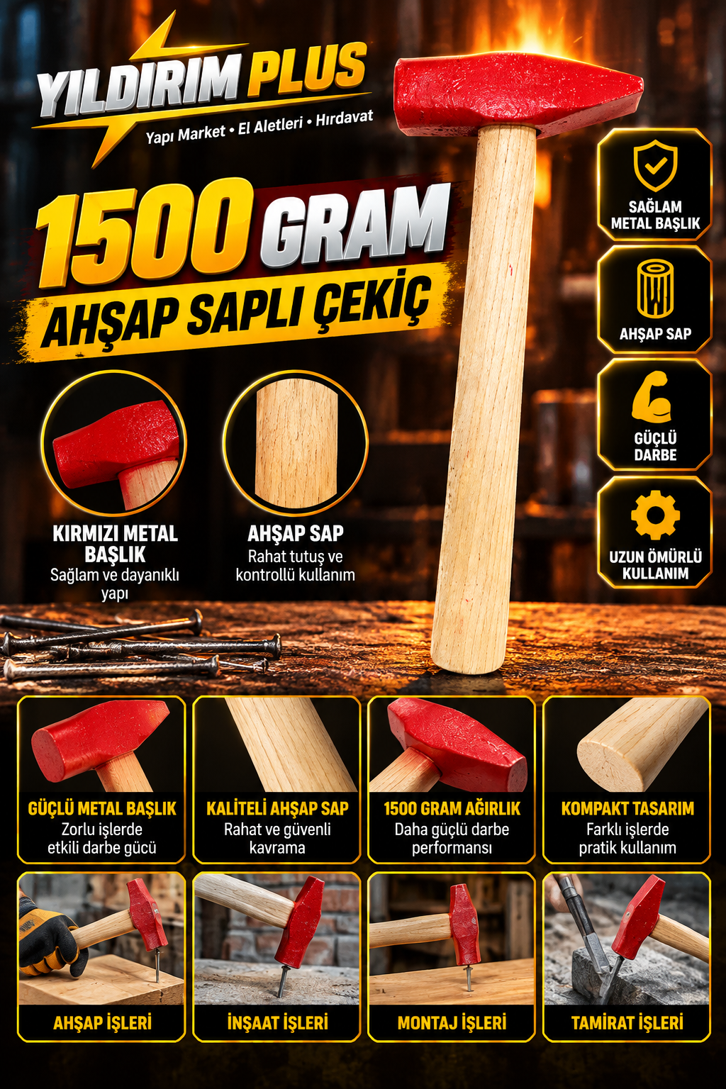 yıldırım plus 1500 gram Çekiç reklamı yıldırım plus 1500 gram Çekiç reklamı