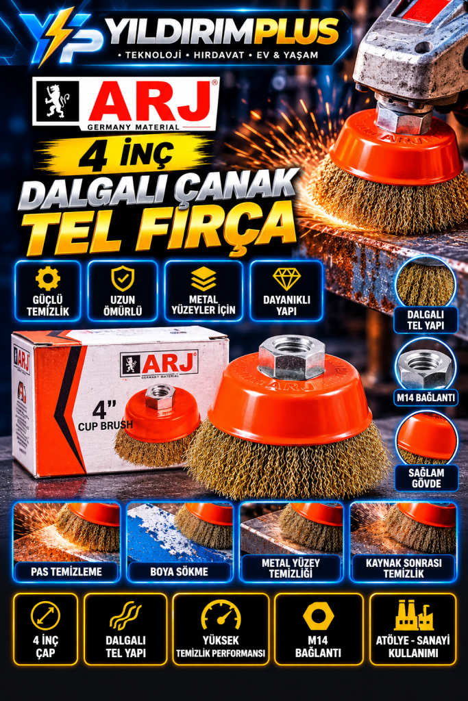 yıldırım plus 4 İnç dalgalı tel fırça