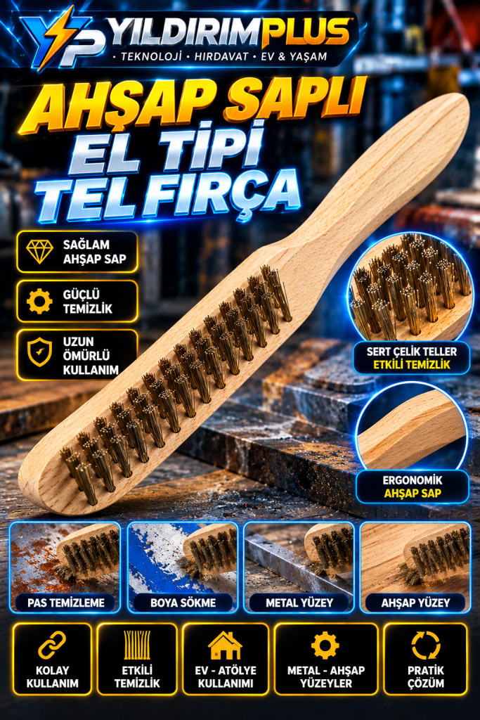 yıldırım plus ahşap saplı tel fırça