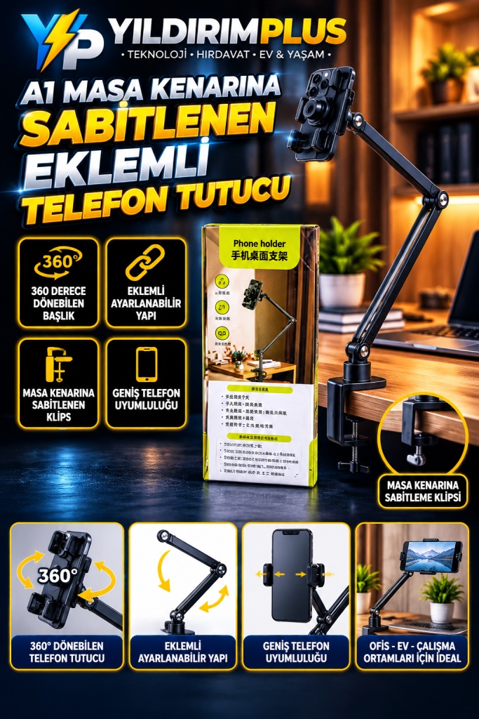 yıldırımplus ayarlanabilir telefon tutucu