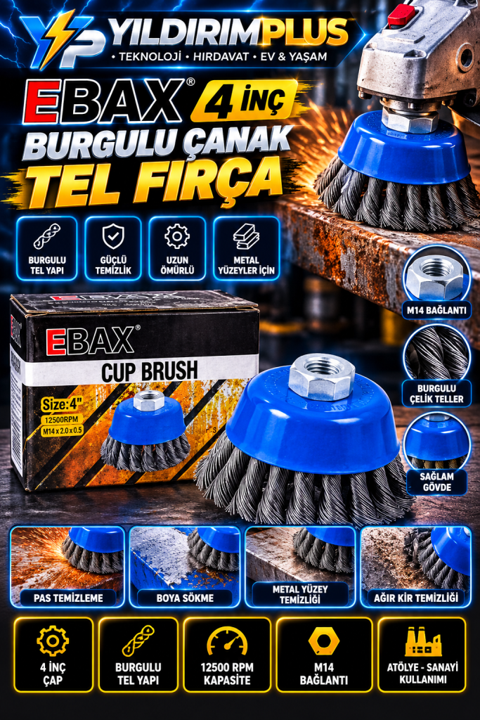 yıldırımplus ebax 4 İnç tel fırça tanıtımı