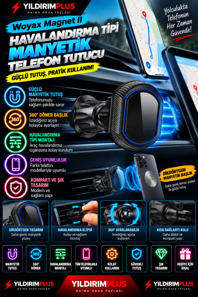 yıldırımplus manyetik telefon tutucu tanıtımı