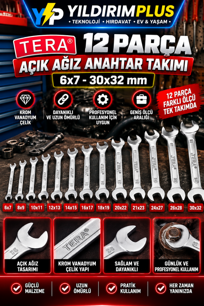 yıldırımplus tera 12 parça anahtar seti