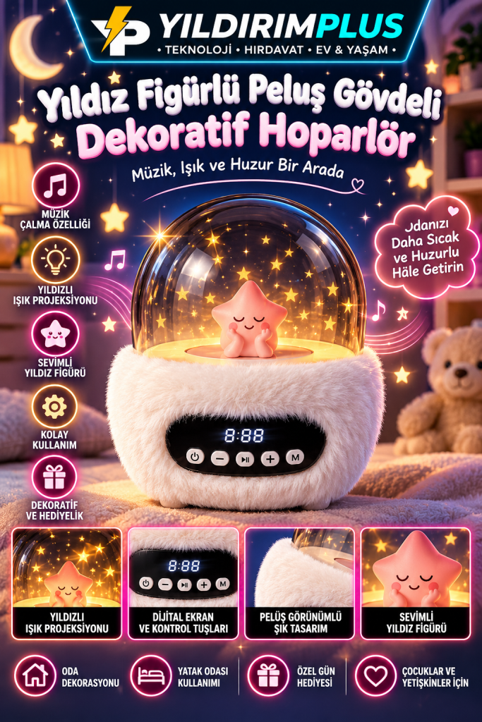 yıldız figürlü peluş dekoratif hoparlör