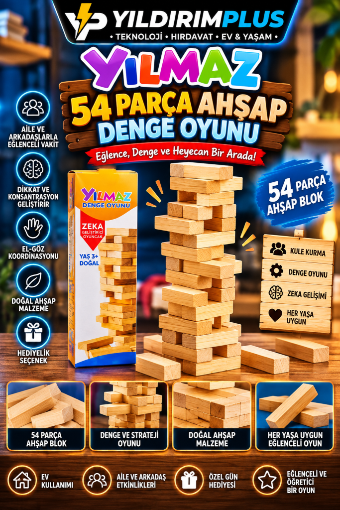 yılmaz 54 parça ahşap denge oyunu
