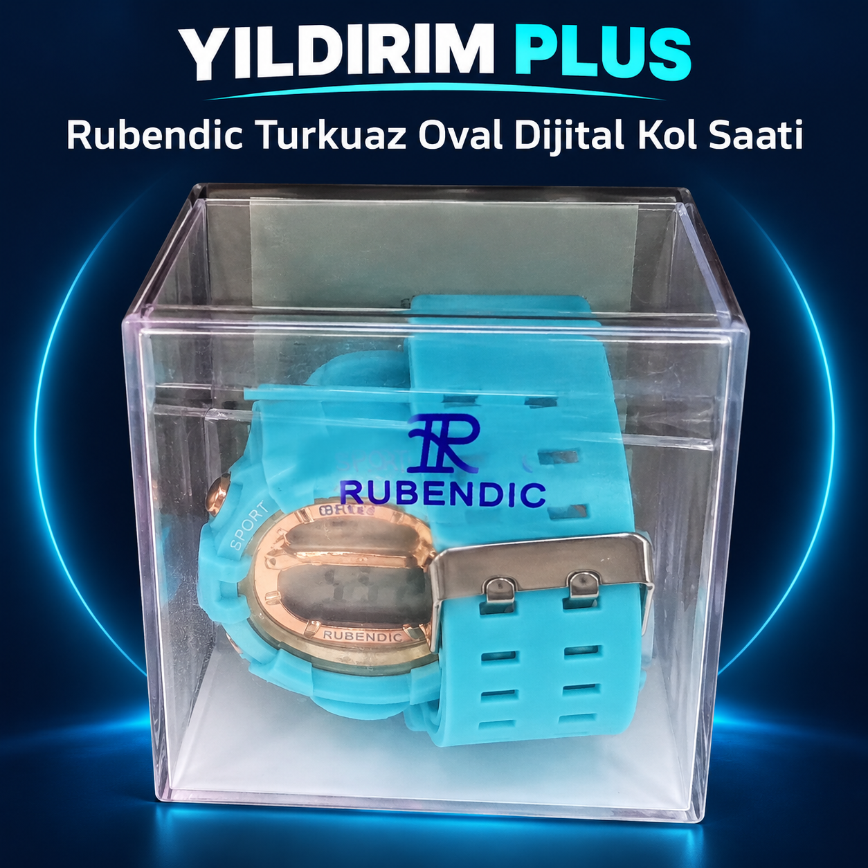 Rubendic Turkuaz Oval Dijital Kol Saati Rubendic Turkuaz Oval Dijital Kol Saati ürün görünümü