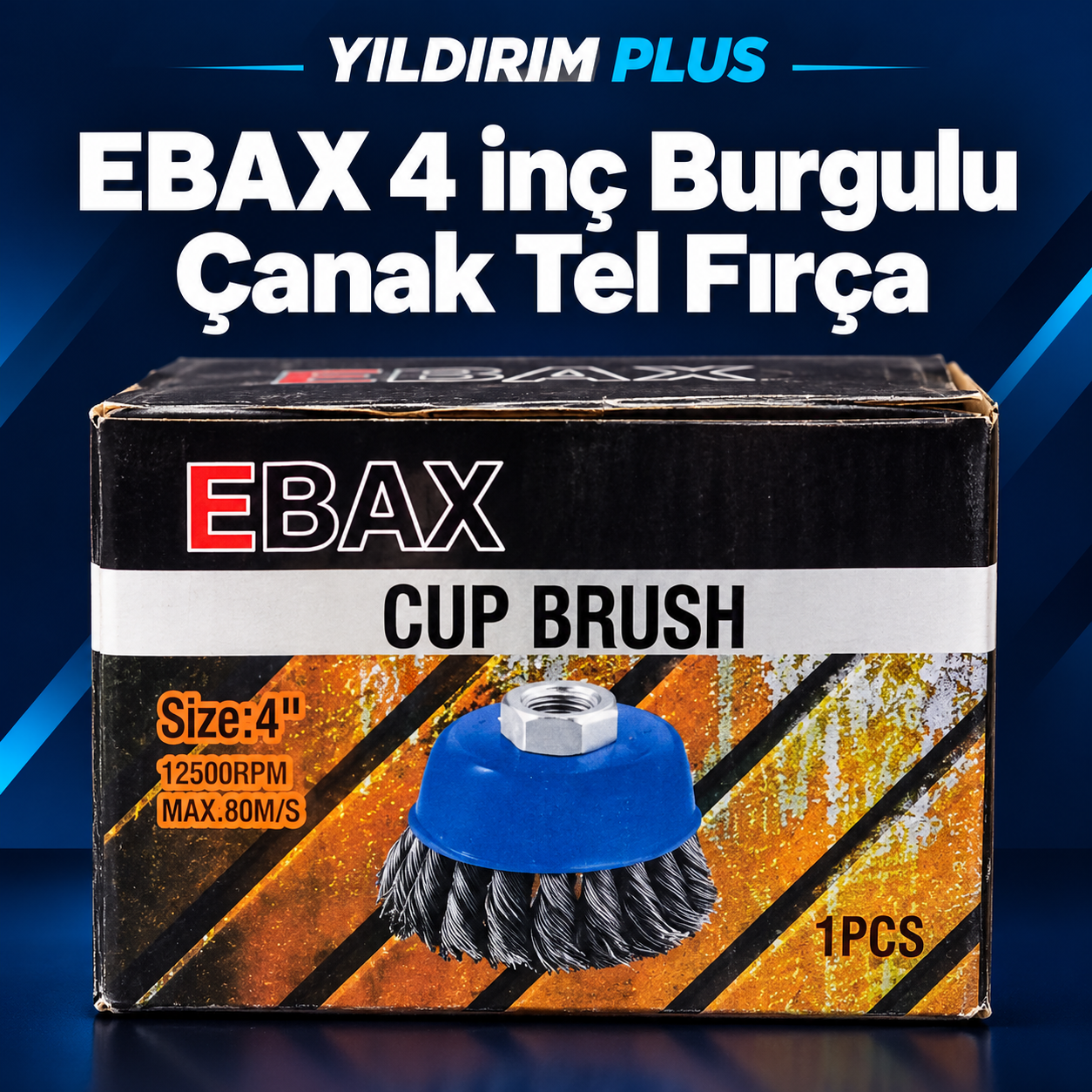 EBAX 4 İnç Burgulu Çanak Tel Fırça – 100 mm Metal Yüzey Temizleme EBAX 4 inç Burgulu Çanak Tel Fırça ürün görünümü