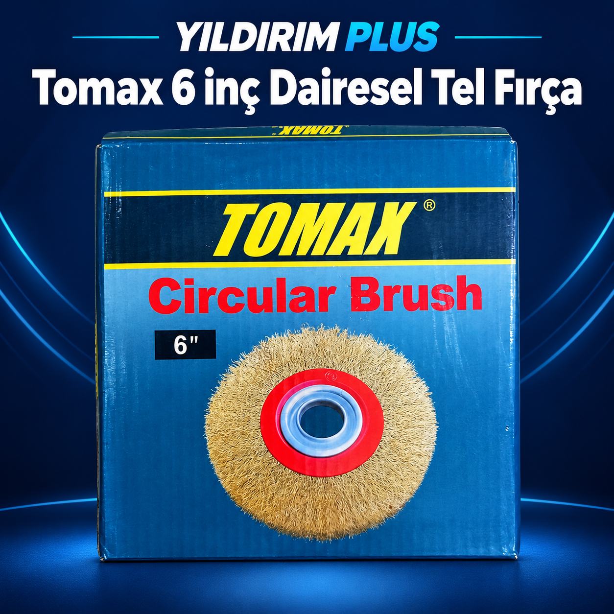 TOMAX 6 İnç Dairesel Tel Fırça – Metal Yüzey Temizleme Fırçası Tomax 6 inç Dairesel Tel Fırça ürün görünümü