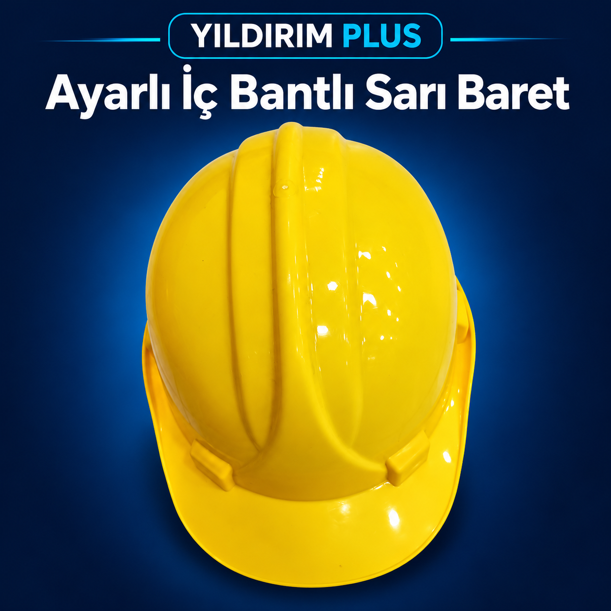 sarı baret, ayarlı baret, iç bantlı baret, iş güvenliği bareti, baş koruyucu baret, ayarlanabilir baret, şantiye bareti, iş güvenliği ekipmanları, Yıldırım Plus Ayarlı İç Bantlı Sarı Baret ürün görünümü
