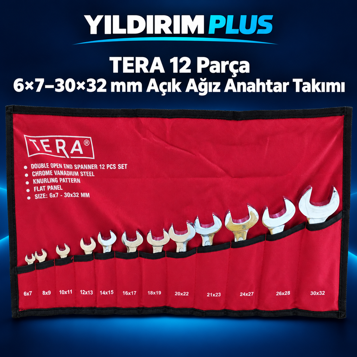 TERA 12 Parça 6×7–30×32 mm Açık Ağız Anahtar Takımı TERA 12 Parça 6×7–30×32 mm Açık Ağız Anahtar Takımı ürün görünümü